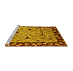 Sideview of Machine Washable Oriental Yellow Traditional Rug, wshurb886yw