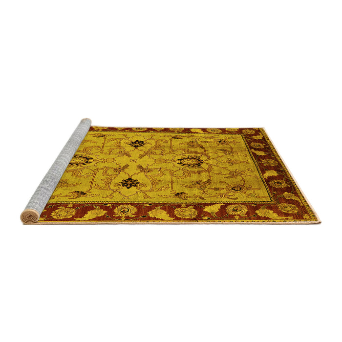 Sideview of Machine Washable Oriental Yellow Traditional Rug, wshurb886yw