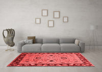 Machine Washable Oriental Red Traditional Rug, wshurb886red