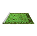 Sideview of Machine Washable Oriental Green Traditional Area Rugs, wshurb886grn