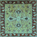 Square Machine Washable Oriental Light Blue Traditional Rug, wshurb886lblu