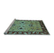 Sideview of Machine Washable Oriental Light Blue Traditional Rug, wshurb886lblu