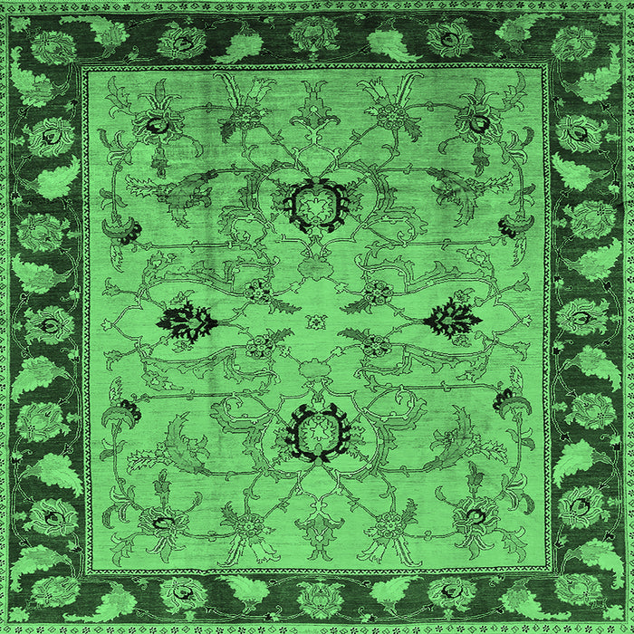 Square Oriental Emerald Green Traditional Rug, urb886emgrn