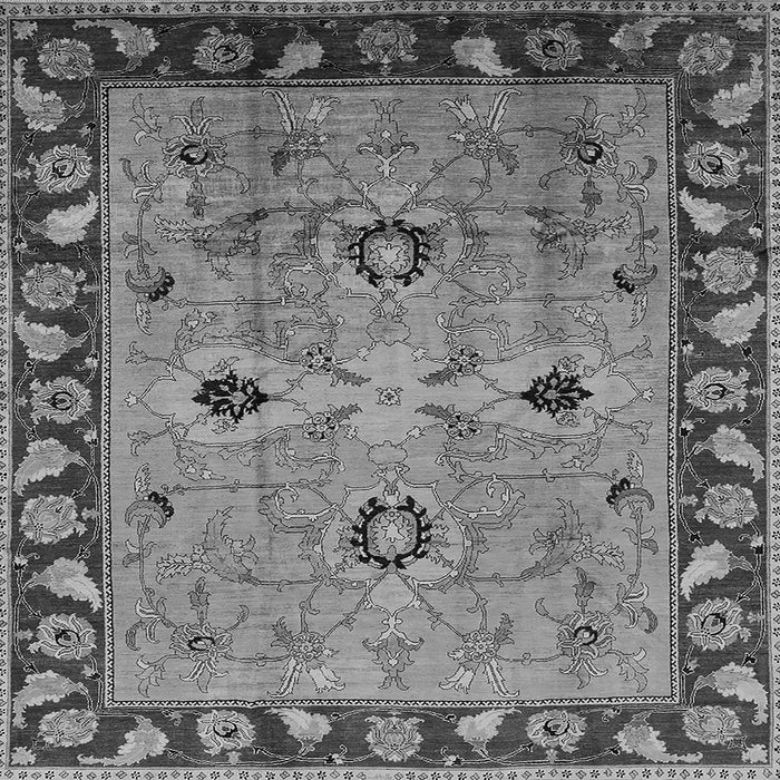 Square Machine Washable Oriental Gray Traditional Rug, wshurb886gry