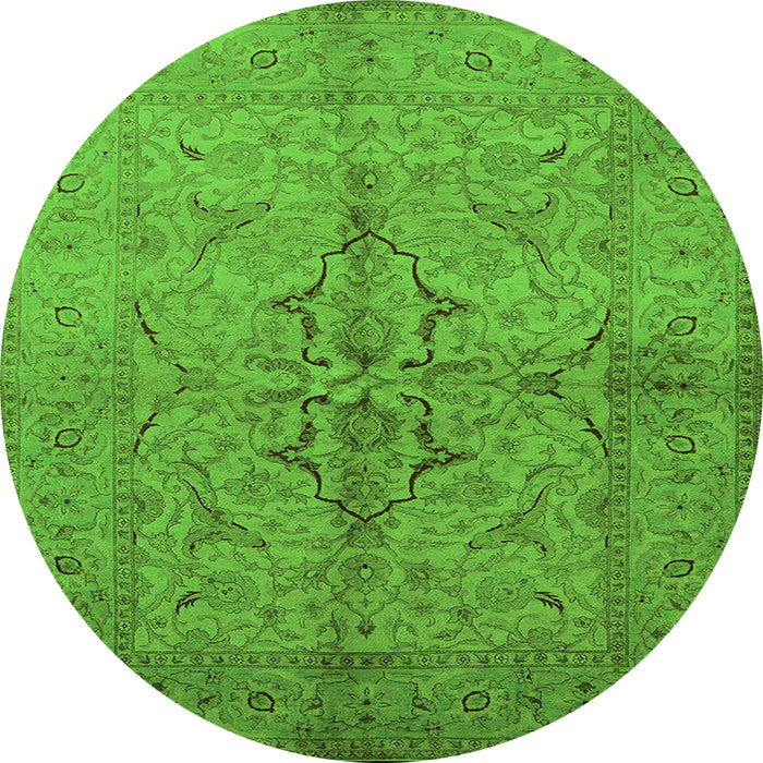 Round Oriental Green Traditional Rug, urb887grn