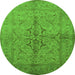 Round Oriental Green Traditional Rug, urb887grn