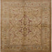 Square Mid-Century Modern Light Brown Oriental Rug, urb887