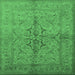 Square Machine Washable Oriental Emerald Green Traditional Area Rugs, wshurb887emgrn