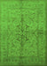 Machine Washable Oriental Green Traditional Area Rugs, wshurb887grn