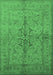 Machine Washable Oriental Emerald Green Traditional Area Rugs, wshurb887emgrn