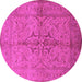Round Oriental Pink Traditional Rug, urb887pnk