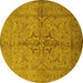 Round Oriental Yellow Traditional Rug, urb887yw