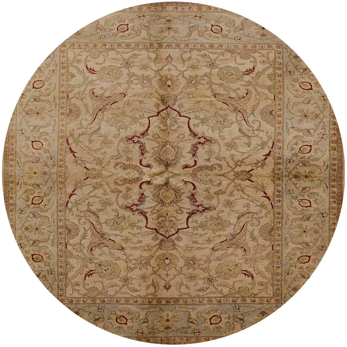 Round Mid-Century Modern Light Brown Oriental Rug, urb887