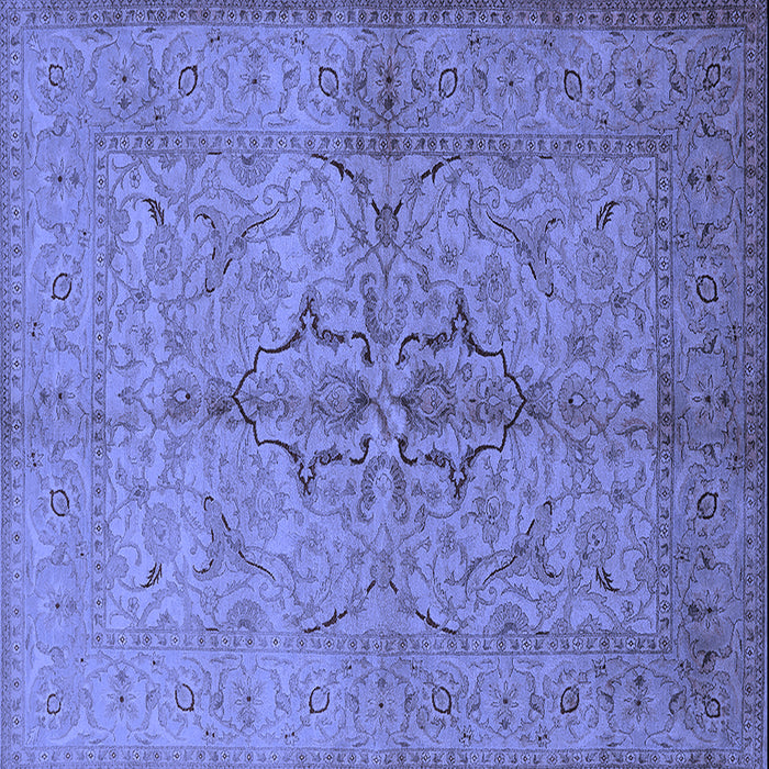 Square Machine Washable Oriental Blue Traditional Rug, wshurb887blu