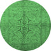 Round Oriental Emerald Green Traditional Rug, urb887emgrn