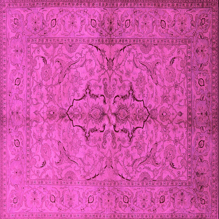 Square Machine Washable Oriental Pink Traditional Rug, wshurb887pnk