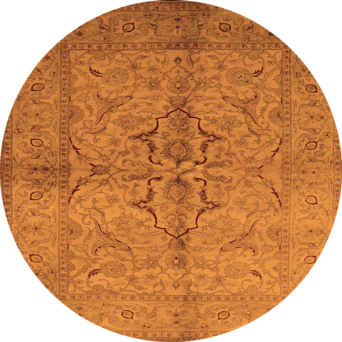 Round Oriental Orange Traditional Rug, urb887org