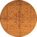 Round Oriental Orange Traditional Rug, urb887org