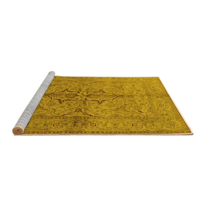 Sideview of Machine Washable Oriental Yellow Traditional Rug, wshurb887yw