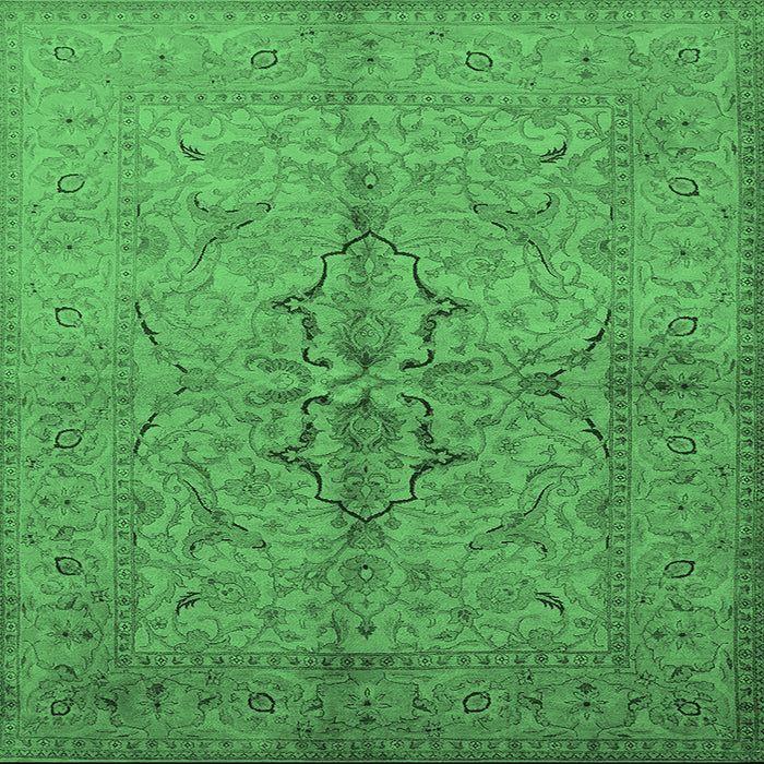 Square Oriental Emerald Green Traditional Rug, urb887emgrn