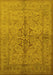 Machine Washable Oriental Yellow Traditional Rug, wshurb887yw