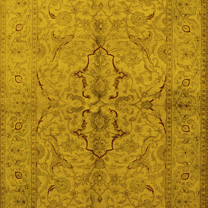 Machine Washable Oriental Yellow Traditional Rug, wshurb887yw