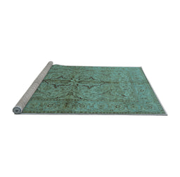 Sideview of Machine Washable Oriental Light Blue Traditional Rug, wshurb887lblu