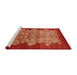 Sideview of Machine Washable Industrial Modern Red Rug, wshurb888