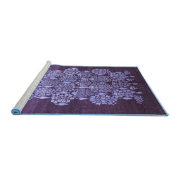 Sideview of Machine Washable Oriental Blue Industrial Rug, wshurb888blu