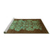 Sideview of Machine Washable Oriental Turquoise Industrial Area Rugs, wshurb888turq