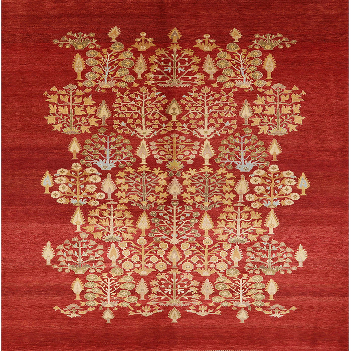 Square Mid-Century Modern Red Oriental Rug, urb888