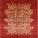 Square Mid-Century Modern Red Oriental Rug, urb888