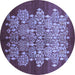 Round Machine Washable Oriental Blue Industrial Rug, wshurb888blu