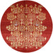 Round Mid-Century Modern Red Oriental Rug, urb888