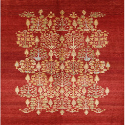 Square Machine Washable Industrial Modern Red Rug, wshurb888