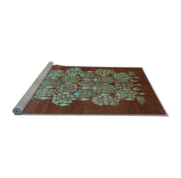 Sideview of Machine Washable Oriental Light Blue Industrial Rug, wshurb888lblu