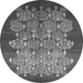 Round Machine Washable Oriental Gray Industrial Rug, wshurb888gry