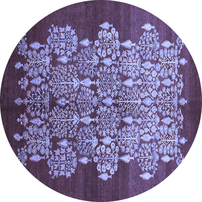 Round Oriental Blue Industrial Rug, urb888blu
