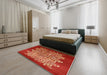 Mid-Century Modern Red Oriental Rug in a Bedroom, urb888