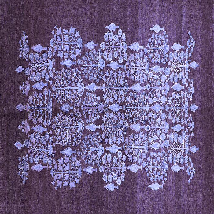 Square Machine Washable Oriental Blue Industrial Rug, wshurb888blu