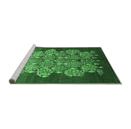 Sideview of Machine Washable Oriental Emerald Green Industrial Area Rugs, wshurb888emgrn