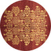 Round Machine Washable Oriental Brown Industrial Rug, wshurb888brn