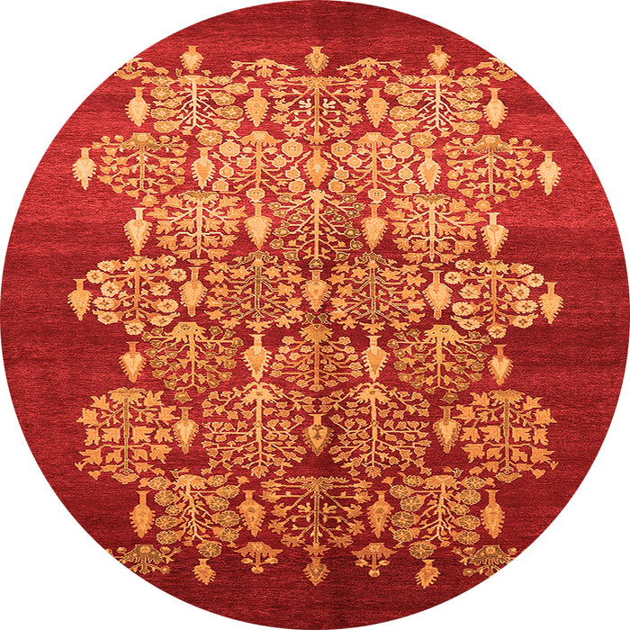 Round Oriental Orange Industrial Rug, urb888org
