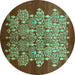 Round Oriental Turquoise Industrial Rug, urb888turq