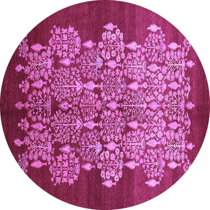 Round Machine Washable Oriental Purple Industrial Area Rugs, wshurb888pur