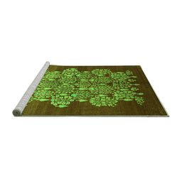 Sideview of Machine Washable Oriental Green Industrial Area Rugs, wshurb888grn