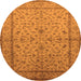 Round Oriental Orange Traditional Rug, urb889org