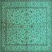 Square Oriental Turquoise Traditional Rug, urb889turq
