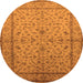 Round Machine Washable Oriental Orange Traditional Area Rugs, wshurb889org