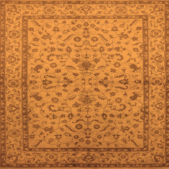 Square Machine Washable Oriental Orange Traditional Area Rugs, wshurb889org